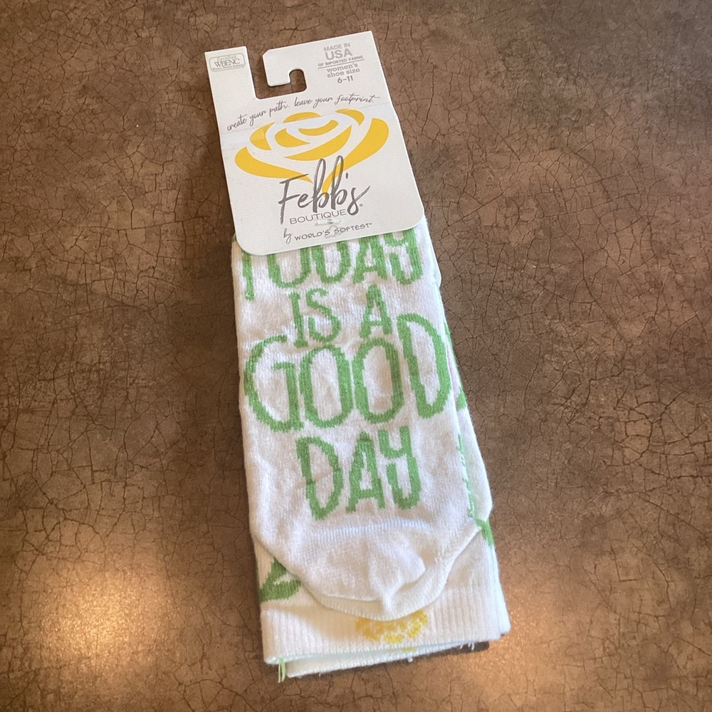 Febb’s TODAY‎ IS A GOOD DAY Ankle Footie Socks Fits 6-11 NEW